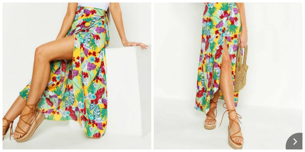 Tropical Print-Maxi-Wickelrock